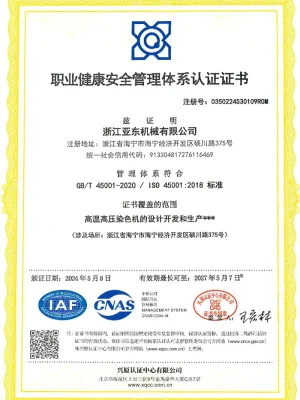 Certificado de Certificación en Sistemas de Gestión de Salud y Seguridad Ocupacional
